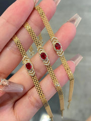18K gold natural ruby Diamond bracelet Tank Woven chain Fashion Valentine gift Pigeon red Ruby bracelet wholesale