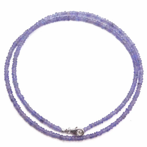 Natural Blue Tanzanite Gemstone Beads Necklace