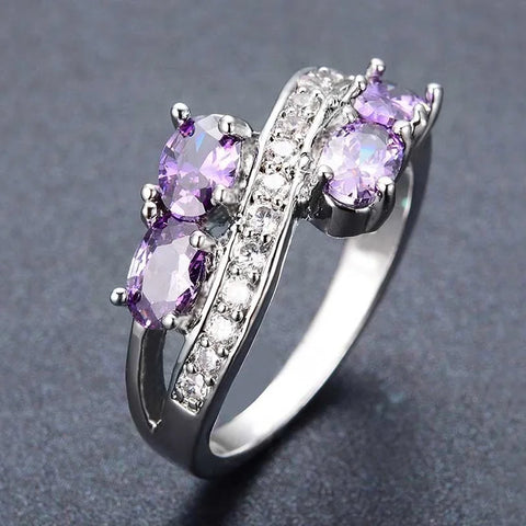 Chic Purple Zirconia Engagement Ring
