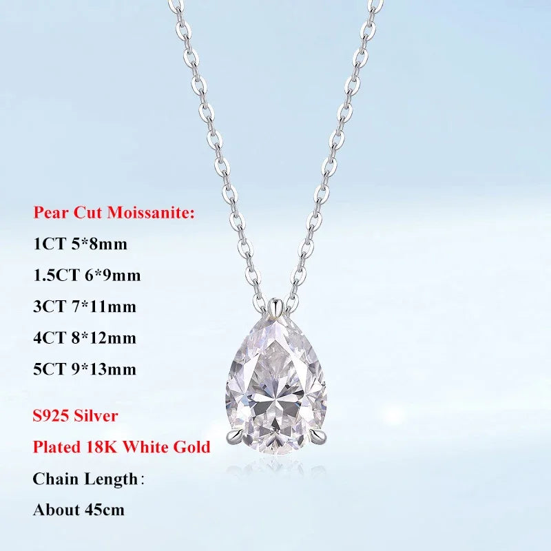 Color Moissanite Diamond Pendant for Women 925 Silver Plated 18k Rose Gold Chain Necklace GRA