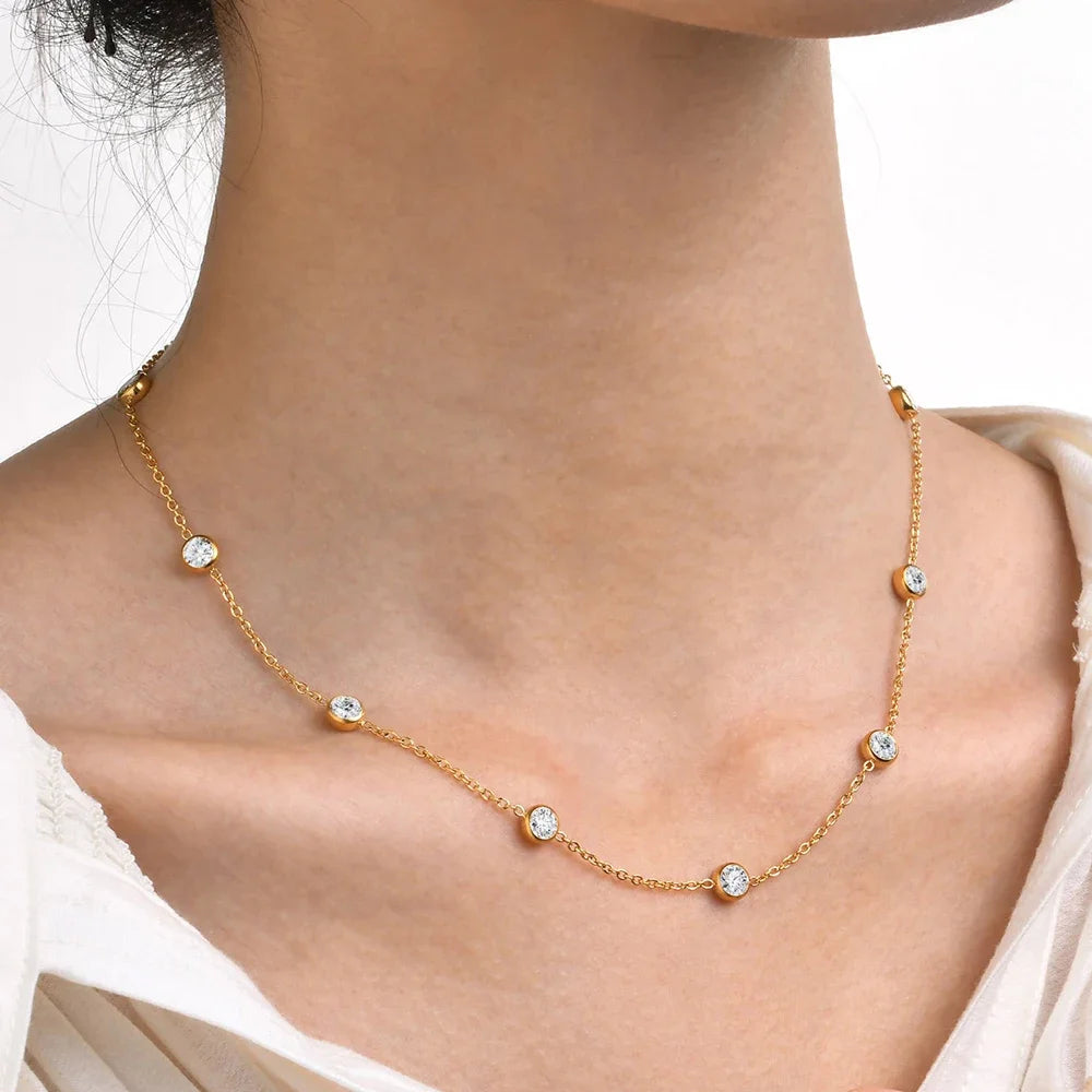 Moissanite Beaded Diamond Choker Necklace