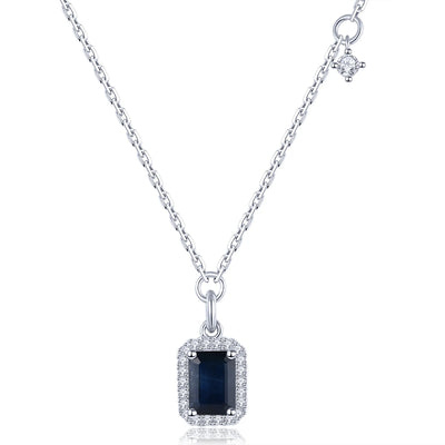 Natural Blue Sapphire Sterling Silver Pendants Necklaces 1.15 Carats Genuine Precious Gemstone Exquisite Fine Jewelrys S925 Women Gifts