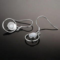 Sterling Silver 925 Earrings Fashion Round Natural 5mm Moonstone Drop Earrings for Women Wedding Engagement Ear Jewelry