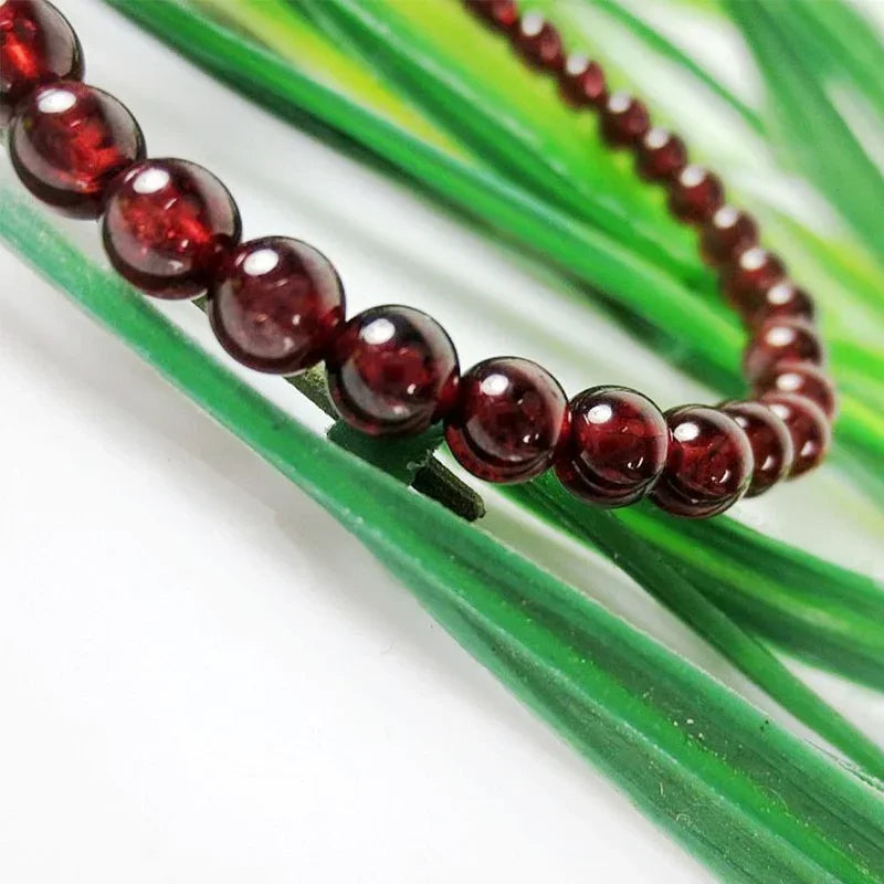 Natural Garnet Gemstone Beaded Bracelet
