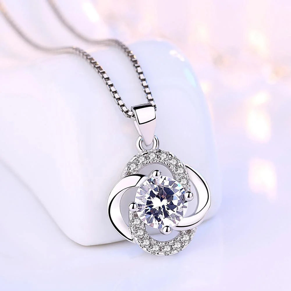Mini Stone Amethyst Flower CZ Accent Necklace for Aquarius