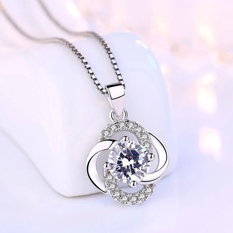 925 Sterling Silver Flower Amethyst Necklace