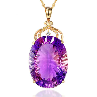 Shiny Purple Amethyst Pendants with Gold Filigree