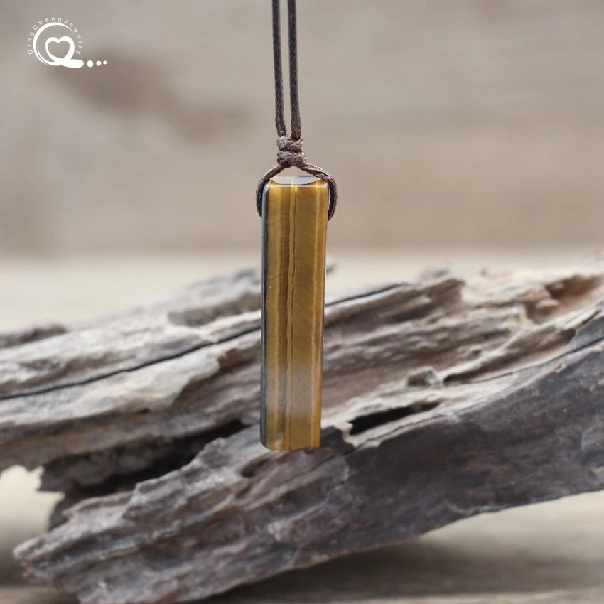 Healing Crystal Natural Stone Slice Pendant Necklace