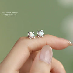 INZATT Real 925 Sterling Silver Opal Flower Mini Stud Earrings For Women Party OL Fine Jewelry Exquisite Accessories Gift