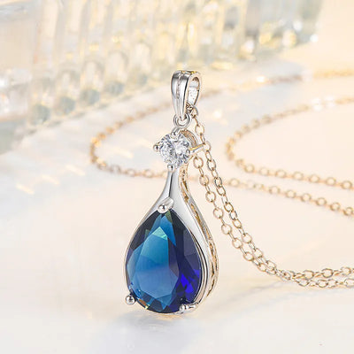 Sterling Silver Blue Sapphire Pendant Necklace