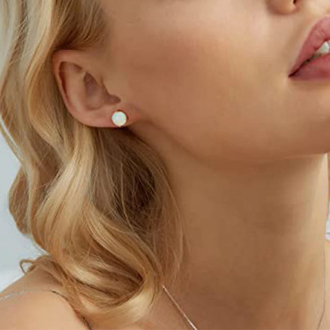 Korean 925 Silver Opal Stud Earrings