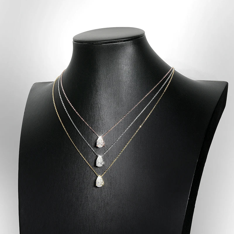 Color Moissanite Diamond Pendant for Women 925 Silver Plated 18k Rose Gold Chain Necklace GRA