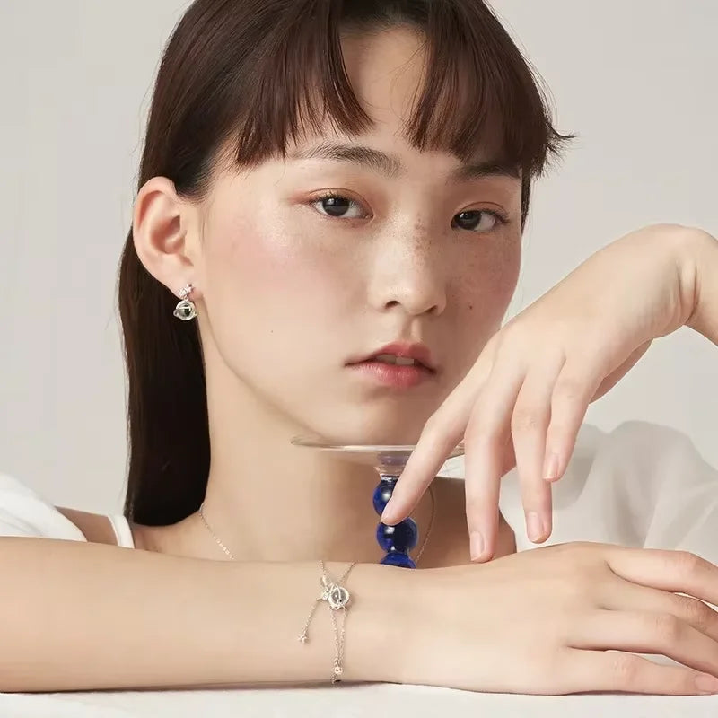 Aquamarine Crystal Encrusted Bracelet Elegant Feminine Trend Jewelry