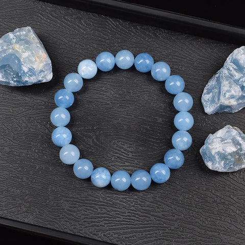 Natural Aquamarine Quartz Beaded Bracelet