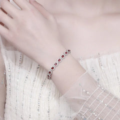 EWYA Luxury S925 Sterling Silver Full Ruby Tennis Bracelet for Women Party Fine Jewelry Lab Grown Gemstones Hand Link Bracelets