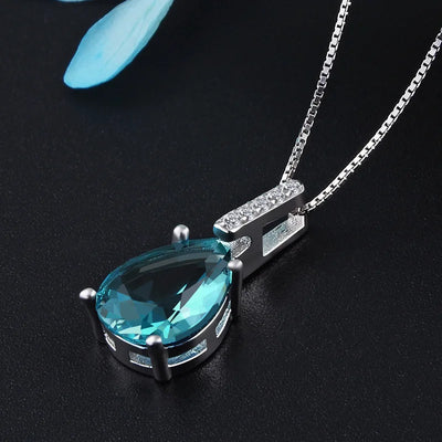 Pure Natural Blue Topaz Pendant Necklace