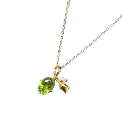 925 Silver Peridot Pendant 6mm*8mm 1ct VVS Natural Peridot Silver Pendant with 3 Layers 18K Gold Plated Gemstone Jewelry