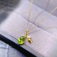 925 Silver Peridot Pendant 6mm*8mm 1ct VVS Natural Peridot Silver Pendant with 3 Layers 18K Gold Plated Gemstone Jewelry