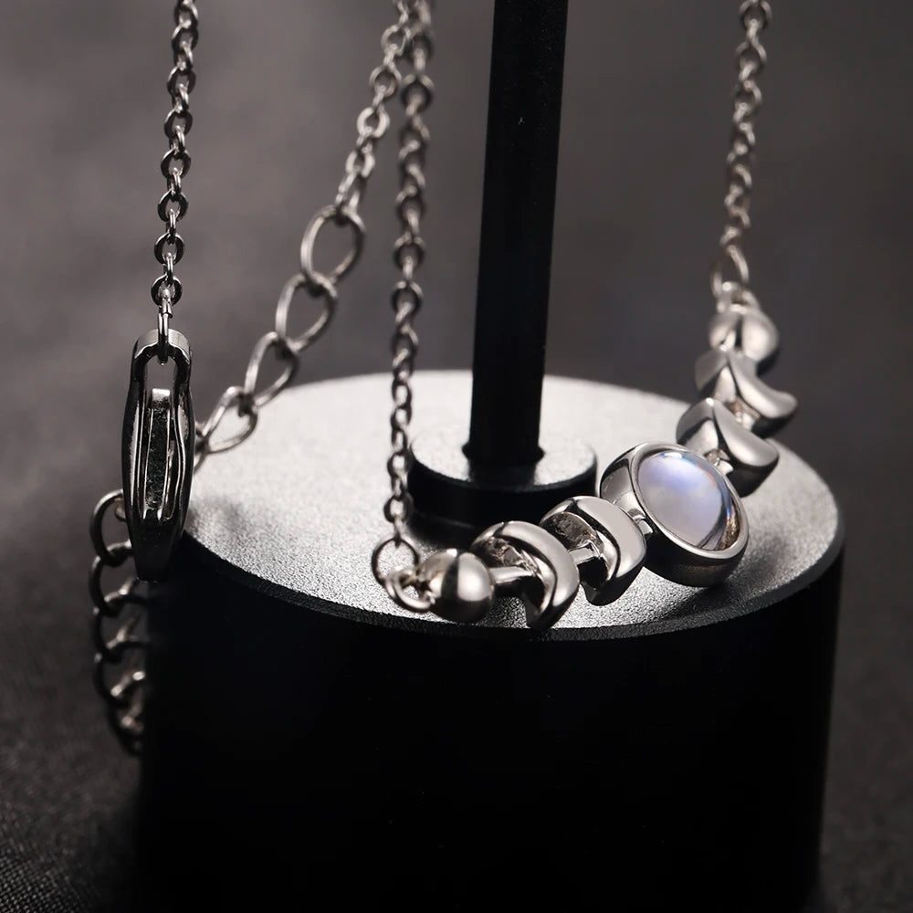 Genuine Moonstone Necklace for Women 925 Sterling Silver Moon Phase Necklace Triple Goddess Pendant Minimalist Necklace US Stock