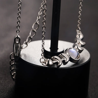 Genuine Moonstone Necklace for Women 925 Sterling Silver Moon Phase Necklace Triple Goddess Pendant Minimalist Necklace US Stock
