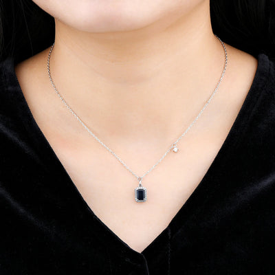 Natural Blue Sapphire Sterling Silver Pendants Necklaces 1.15 Carats Genuine Precious Gemstone Exquisite Fine Jewelrys S925 Women Gifts