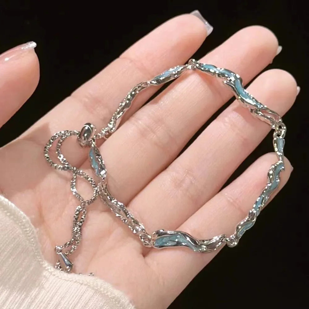 Gothic Punk Splicing Twisted Chain Bracelet for Women Men Fashion Charm Round Moonstone Bracelet Fine Jewelry Gift Wholesale