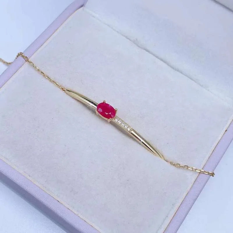 YULEM  Natural Natural Ruby Bracelet Gemstone Fine Jewelry for Women Anniversary Gift 925 Sterling Silver