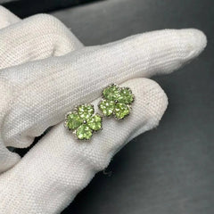 HEYYA STONE  Natural Peridot Stud Earrings For Women 925 Silver Simple Fine Jewelry Stone Gemstone Classic Style