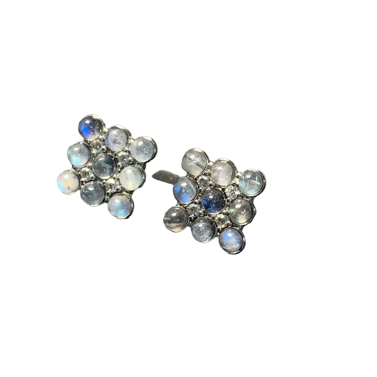 HEYYA STONE Natural Moonstone Stud Earrings For Women 925 Silver Earrings Simple Fine Jewelry Stone Gemstone Classic Style