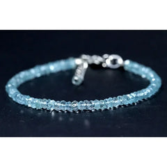 Aquamarine Bracelet - March Birthstone - Gem Vintage Aquamarine hand-beaded bracelet