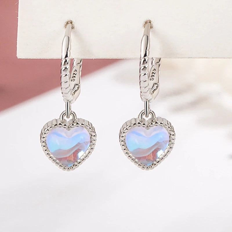 ANENJERY Moonstone Pearl Pendant Hoop Earrings For Women Fashion Jewelry Niche Girls Gifts Party Earring