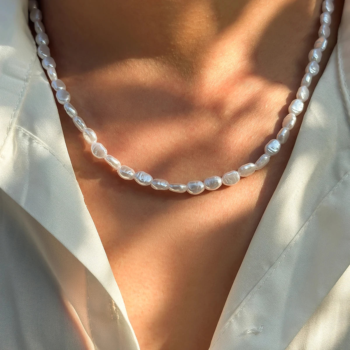 Baroque Imitation Pearl Choker Necklace