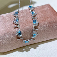 SACE GEMS S925 Sterling Silver Certified 4*6MM Natual Topaz Pendant Necklaces for Womne Engagement Cocktail Party Fine Jewelry