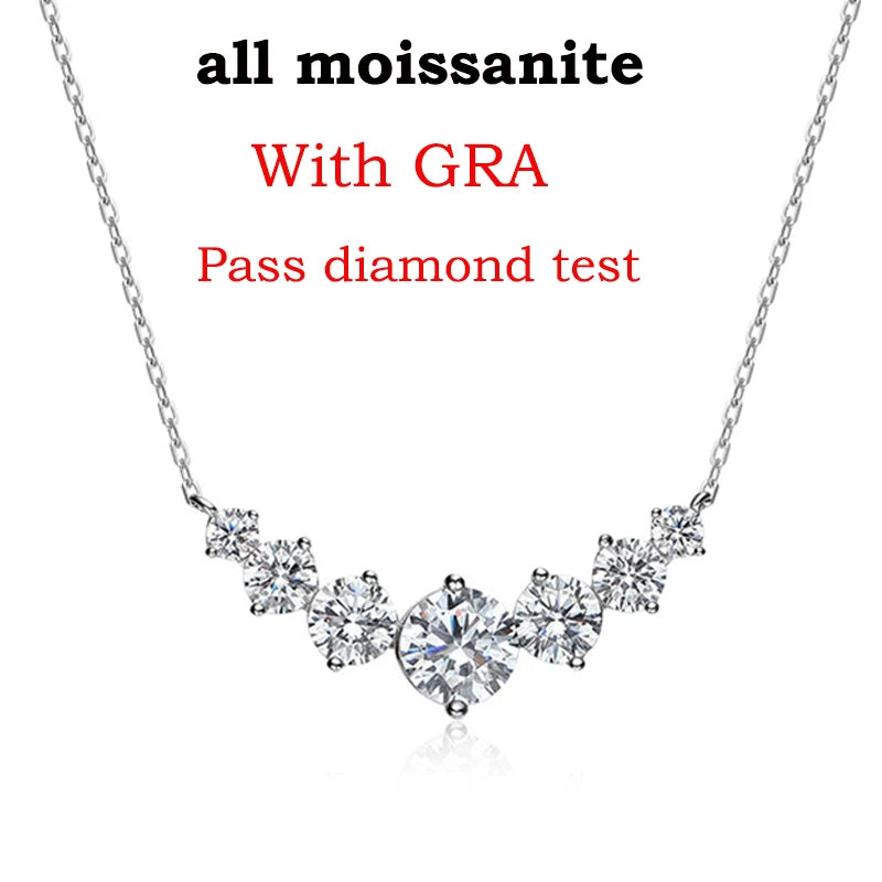 Moissanite Necklace for Women Smile Princesses Sparkling Diamond Pendant S925 Sterling Silver Plated PT950