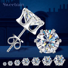 0.1-3ct Moissanite Diamond Stud Earrings for Women Men 925 Silver Original Certified Plated 18k Gold Earring Wedding  Jewelry