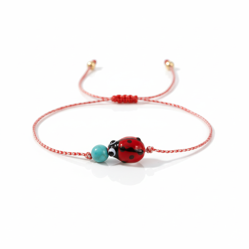 Copper Bead Ladybug Stack Bracelet