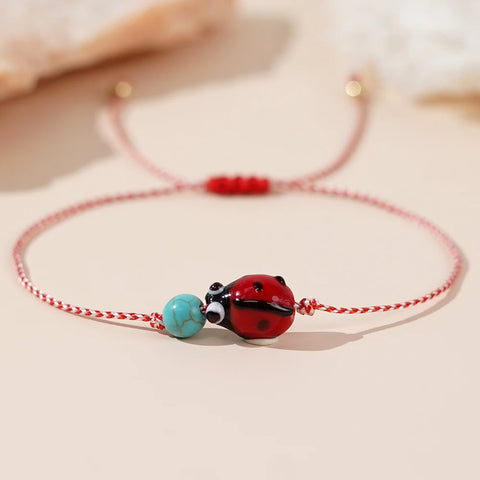Copper Bead Ladybug Stack Bracelet