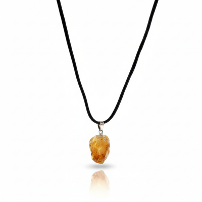 Natural Citrine Raw Stone Pendant Necklace