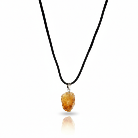 Natural Citrine Raw Stone Pendant Necklace