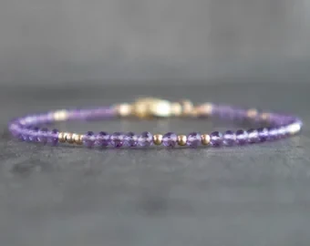 Minimalist Anti-Anxiety Amethyst & Gold-Fill Bracelet