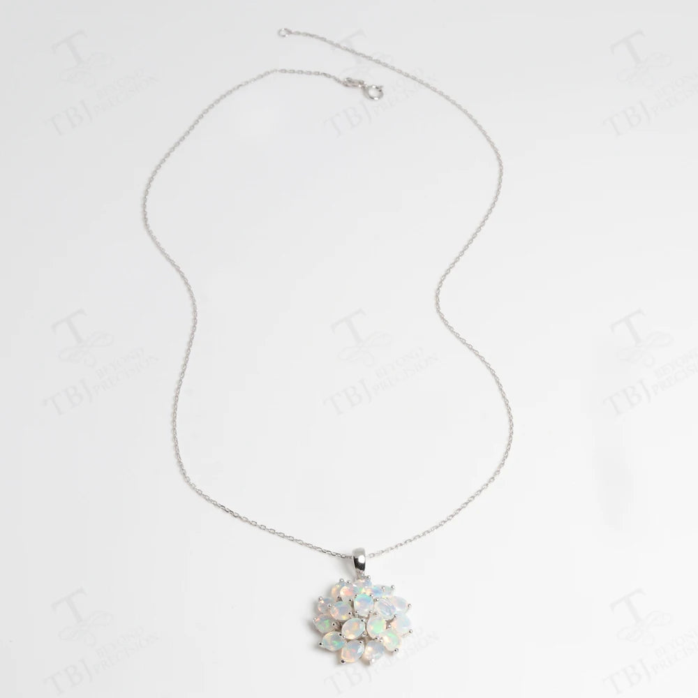 Luxury 4.2ct opal pendant 45cm necklace Pure 925 Silver natural ethiopia gemstones fine jewelry for women anniversary party gift