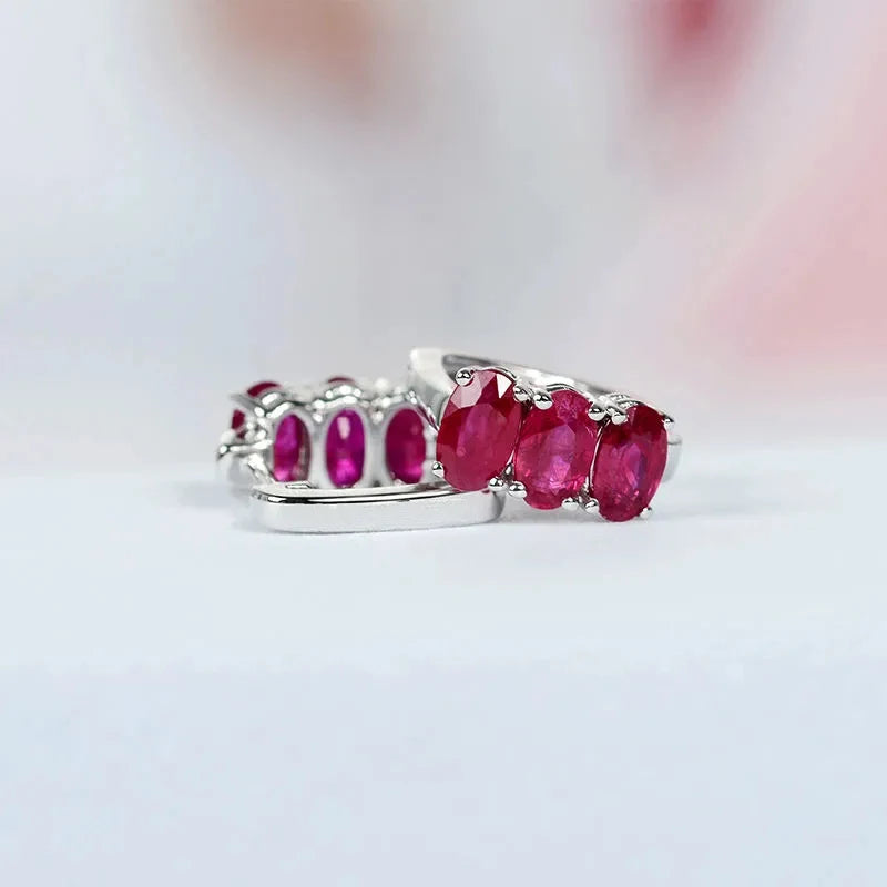 Minimalist Ruby Hoop Earrings