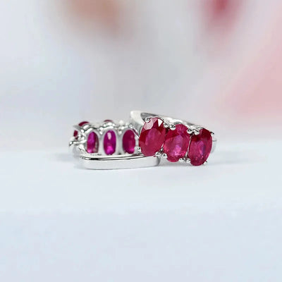 Minimalist Ruby Hoop Earrings