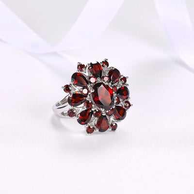 Multi-Cut Garnet Sterling Silver Cocktail Ring