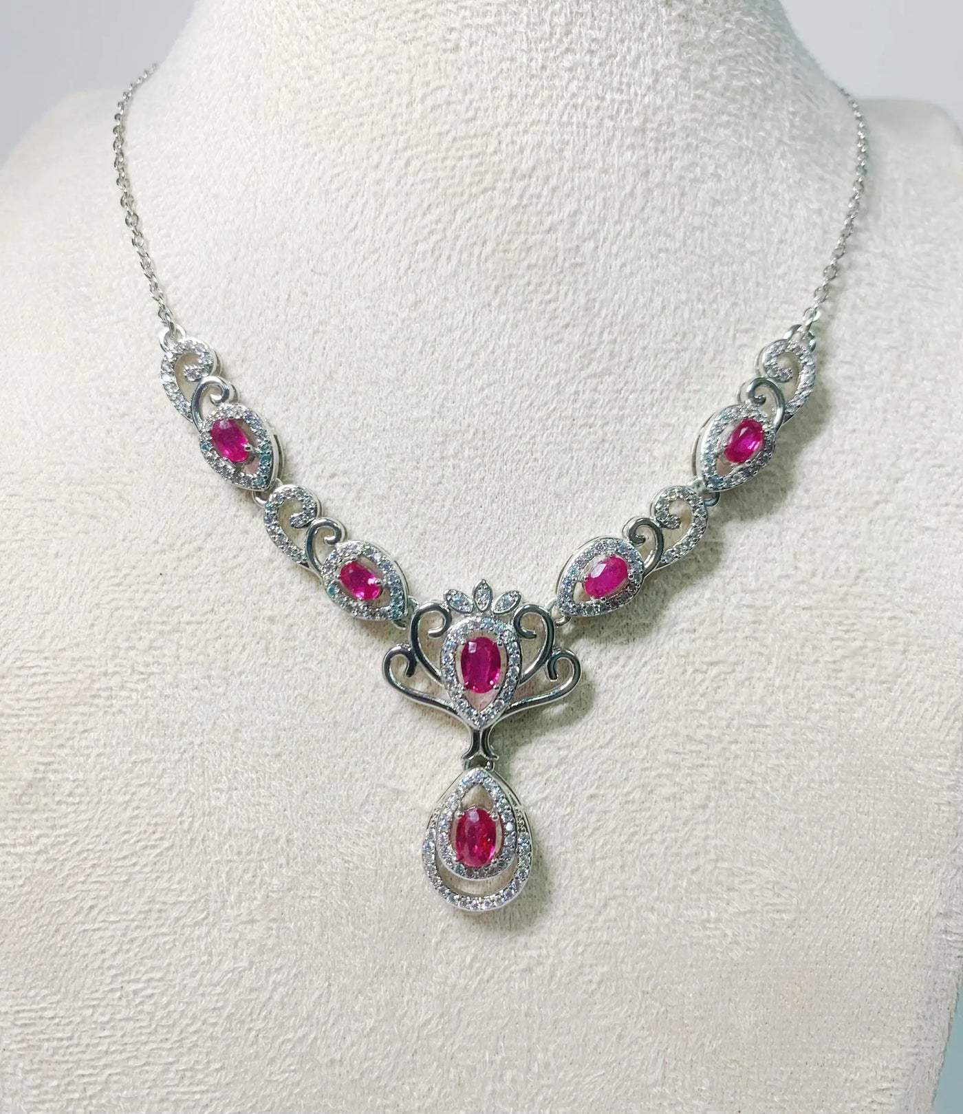 ZECAA 925 Jewelry Woman Ruby Necklace Pendant With Natural Ruby Gemstone 4*6mm S925 Silver Woman Ruby Necklace Pendant