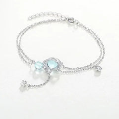 Aquamarine Crystal Encrusted Bracelet Elegant Feminine Trend Jewelry