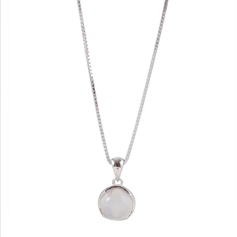Silver Plated White Moonstone Pendant Necklace