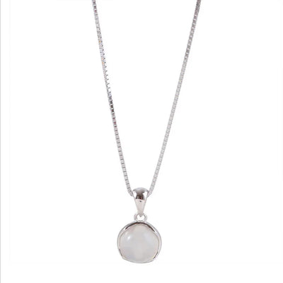 Silver Plated White Moonstone Pendant Necklace