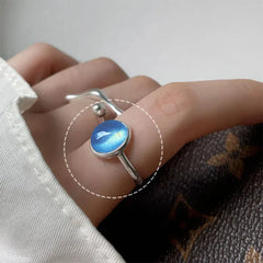 PANJBJ 925 Sterling Silve Moonstone Irregular Ring for Women Party Gift Adjustabler Personality Korean Dropshipping