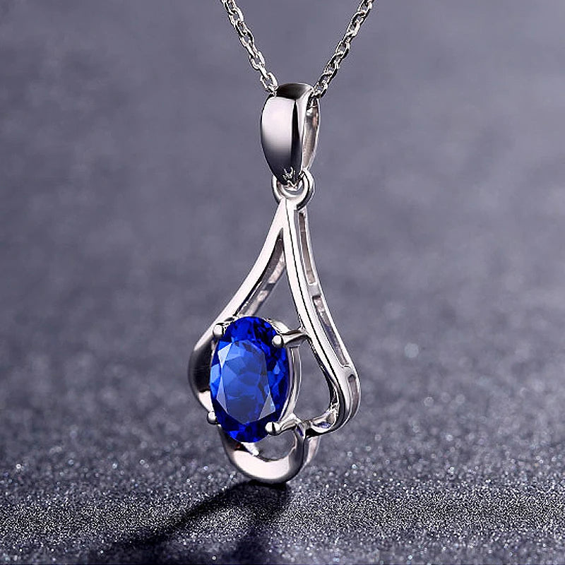 Retro 925 Silver Oval Ruby Gemstone Pendant for Women